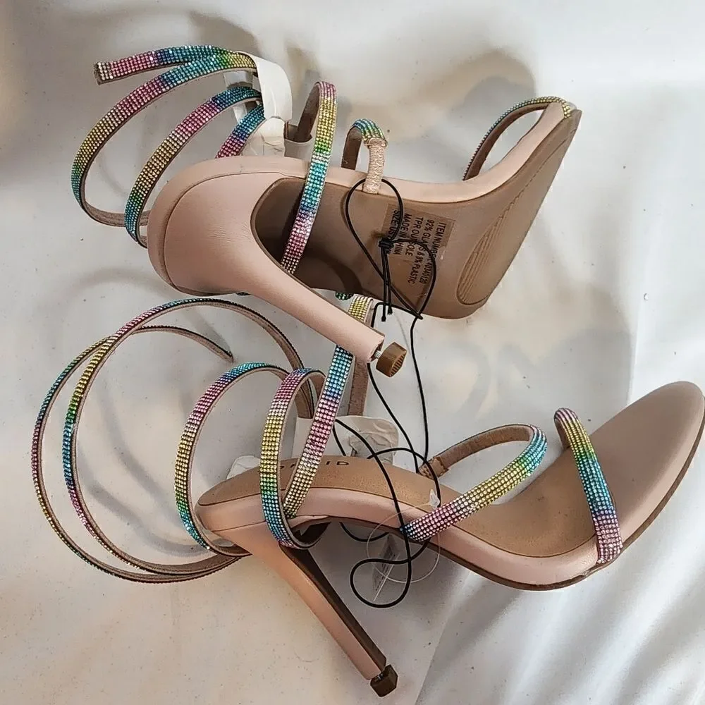 7.5W Wide Width Rainbow Rhinestone Heel 4